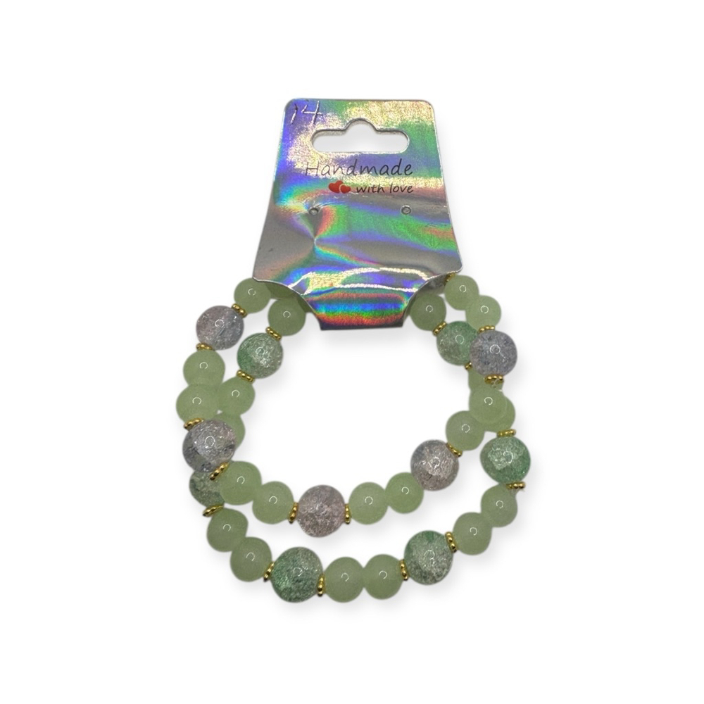 Green Gold Beaded Bracelets NWOT